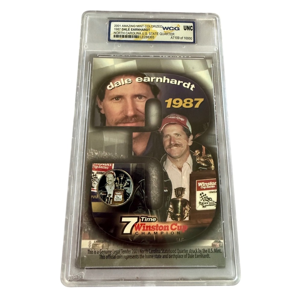 Dale Earnhardt 1987 Winston Cup Champion 2001 NC State Quarter WCG UNC Colorized